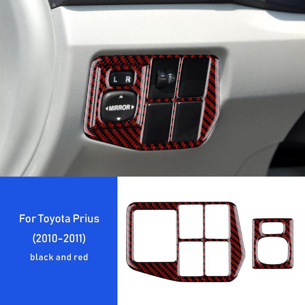 Real Soft Carbon Fiber for Toyota Prius 2010 2011 Accessories Interior Trim Car Headlight Side Mirror Switch Button Sticker