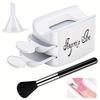 Set of 2 Portable Dip Powder Nail Art Kits, Including a Complete Manicure Set with a Recycling Tray And a Soft Dust Brush for Nail Care
