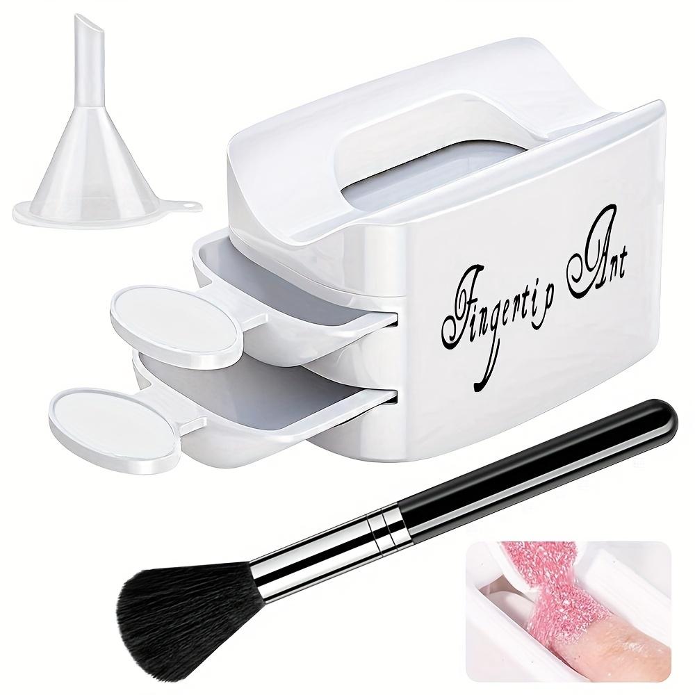 Set of 2 Portable Dip Powder Nail Art Kits, Including a Complete Manicure Set with a Recycling Tray And a Soft Dust Brush for Nail Care