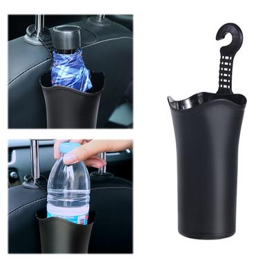 Multifunctional Car Umbrella Storage Bucket Black Plastic Holder Foldable Bag with Hook for Gathering Bottle Shelves