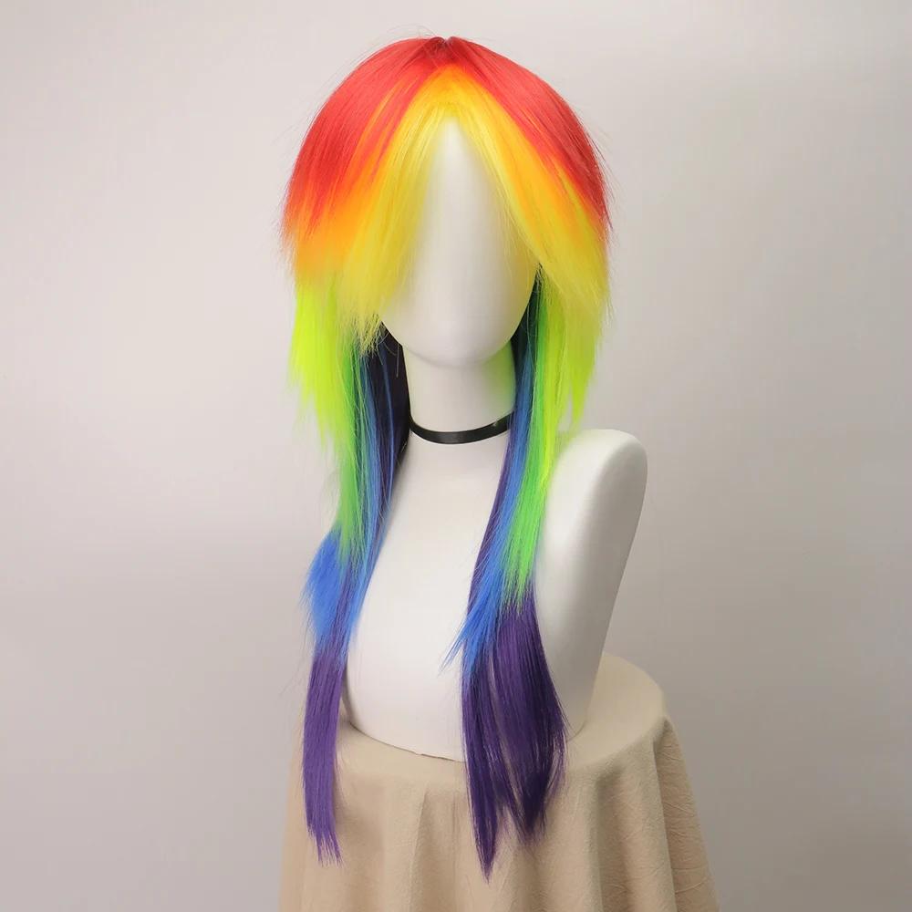 

Anime Synthetic Hair Women s Cosplay Rainbow Dash Multi Color Heat Resistant Party Wigs