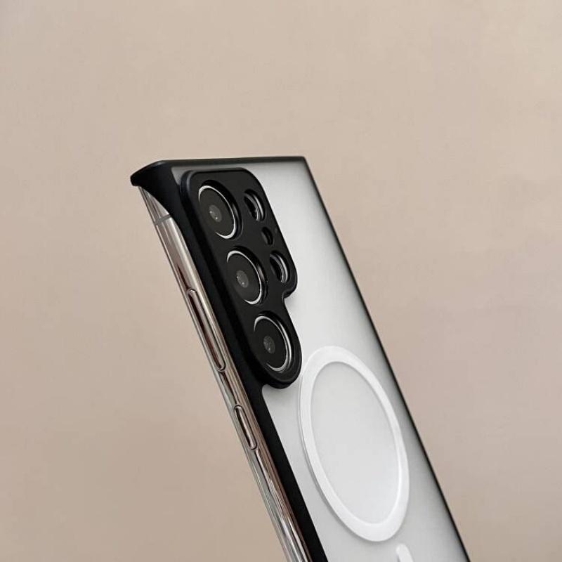 Slim Matte Translucent Frameless Wireless Charging Magnetic Case For Samsung Galaxy S25 S24 S23 Plus Ultra Hard Shockproof Cover
