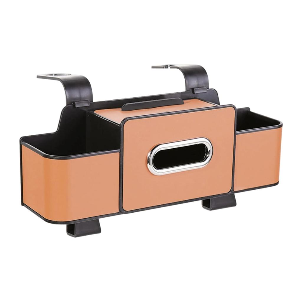 Car Rear Seat Storage Box With Cup Holder Tissue Box Trash Bin and Hook Backseat Organizer For Road Trips