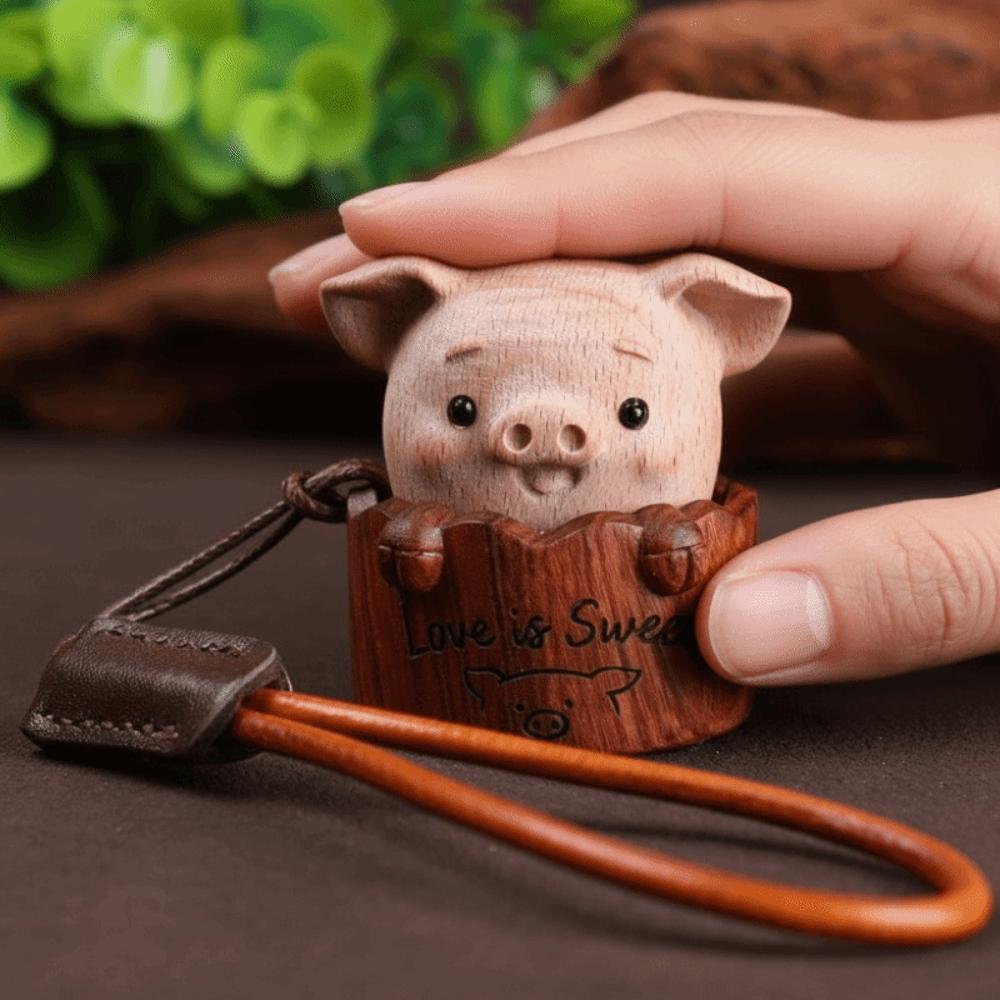 Wooden Wood Carving Charm Handmade Fidget Key Ring Bag Pendant Cat Paw Clicker  Car Key