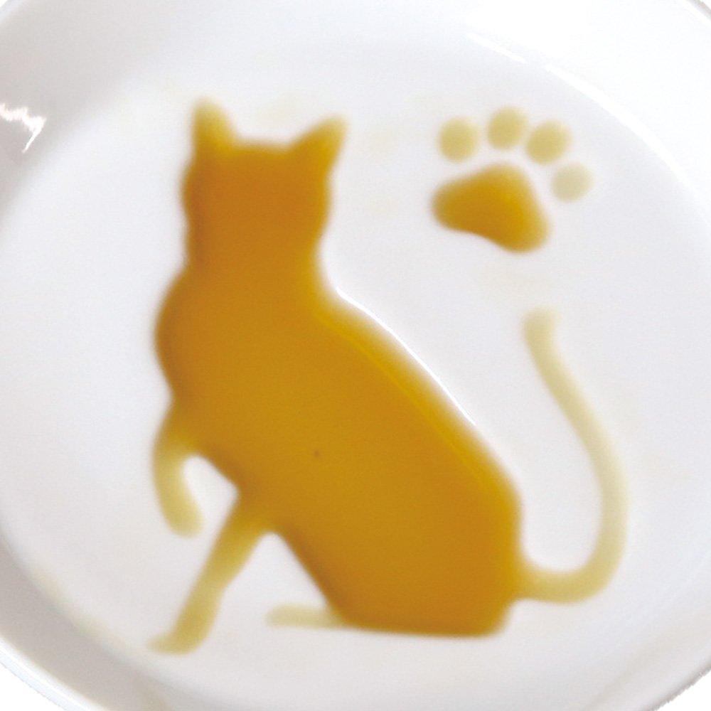 Yamako Yobi Weißes Porzellan Sojasaucenschale mit Katze x 26233 Design, ca.. 8,2 H1,8cm,