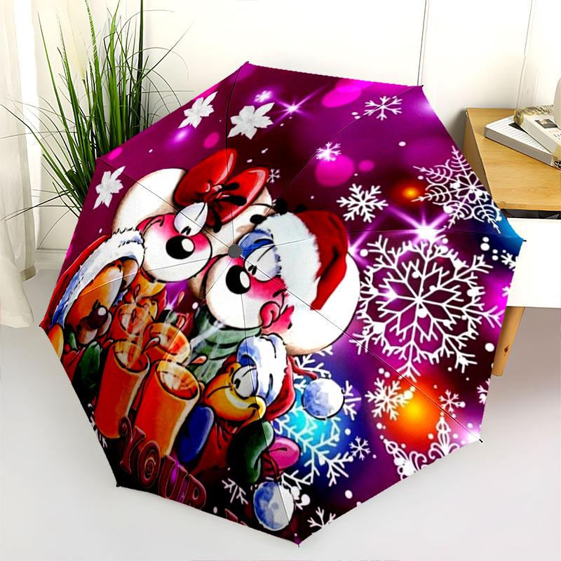 1 PC Automatic Folding Umbrella - Diddl Custom Name Pattern, Portable & Foldable Design with 8 Ribs, Christmas Birthday Gifts