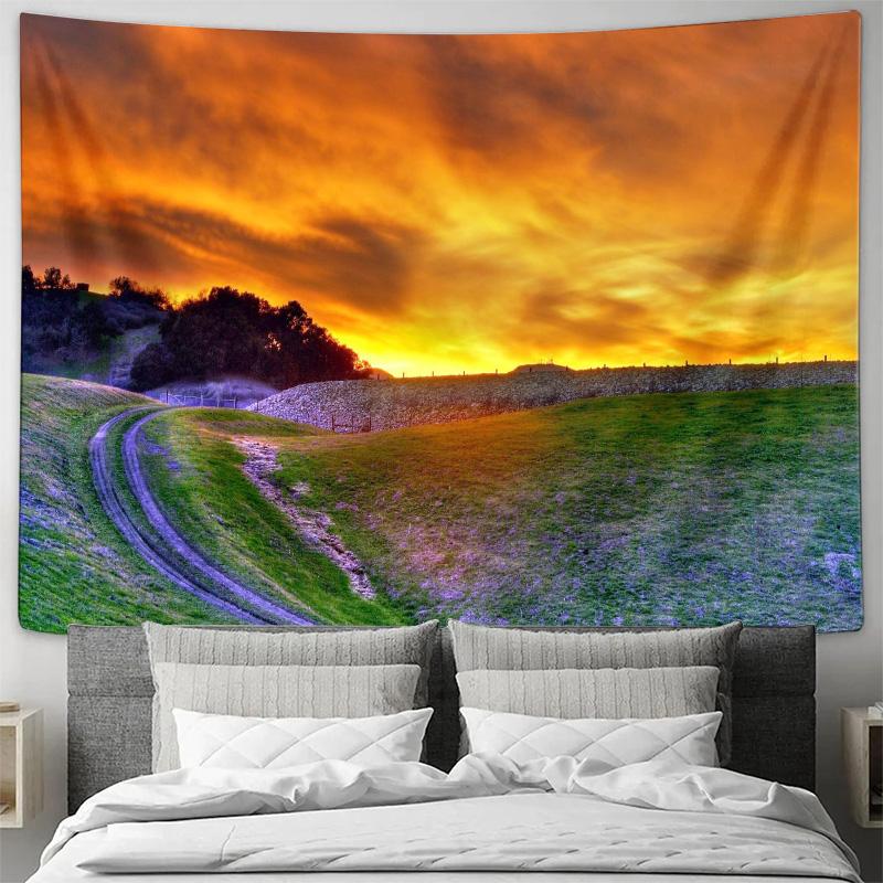 Pastoral Scenery in the Glow of Sunset  A Picturesque Natural Landscape Tapestry