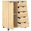 Mobile Cabinet with Wheels Brown 63.5 x 39 x 79 cm Solid Pine Wood