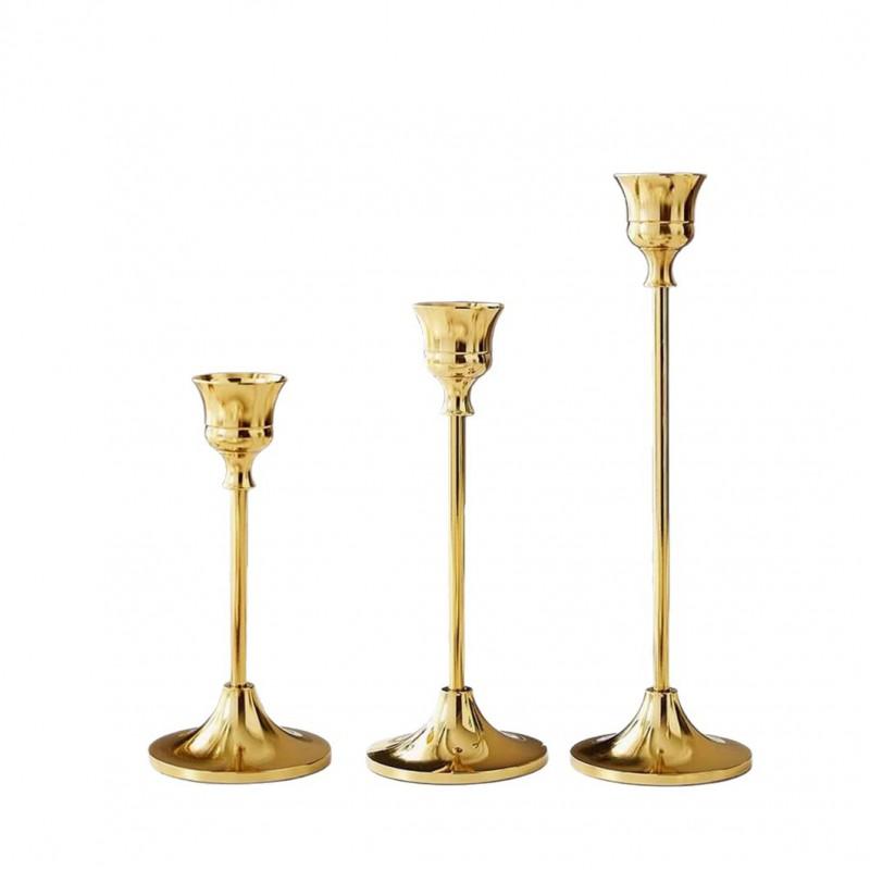 Elegant Vintage Brass Candle Holder Set Romantic Dinner Wedding Decor Christmas Table Centerpiece