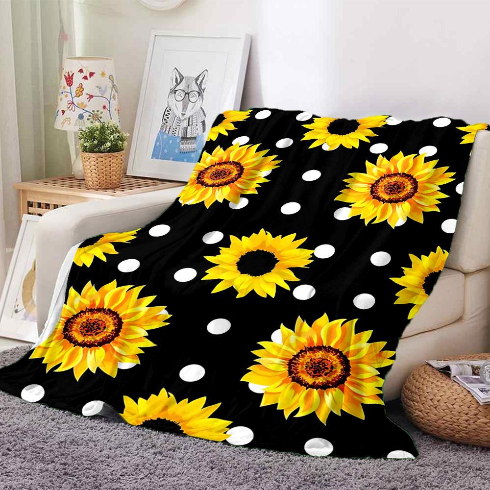 1pc Sunflower Pattern Blanket Warm, Cozy, And Soft, Suitable for Sofas, Beds, Cars, And Office Use.Perfect for Camping And Travel, Making It a Great G