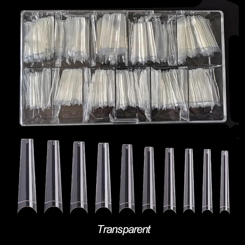 

Ultra-Thin Transparent Nail Art Tips: Seamless French Flat Top Denim Style False Nails, Boxed.