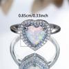 Trendy White Opal Crystal Love Heart Stone Vintage Silver Color Wedding Bands Engagement Rings For Wome Jewelry