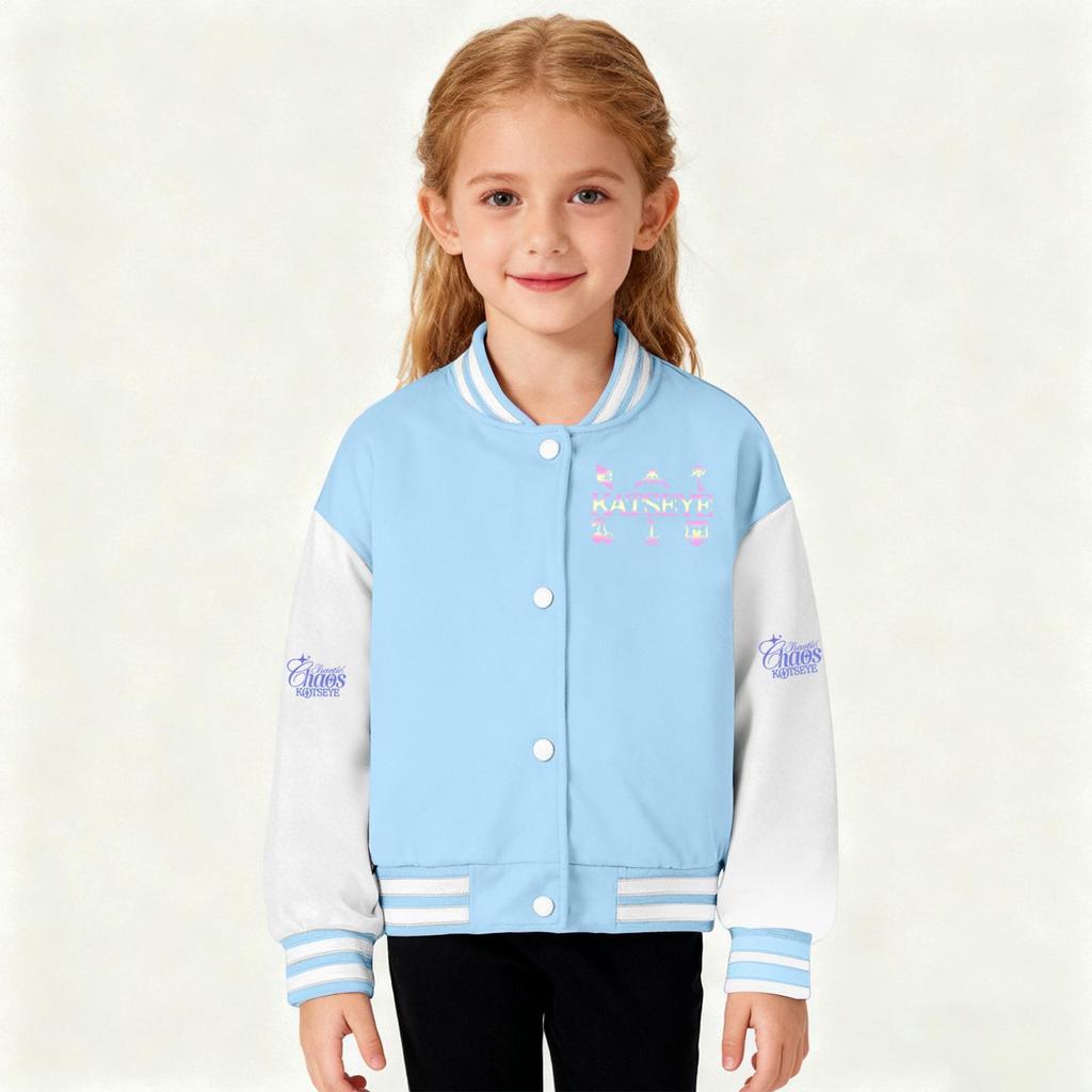 Kids Printed Baseball Jacket Casual Loose Fit Outerwear for Boys and Girls