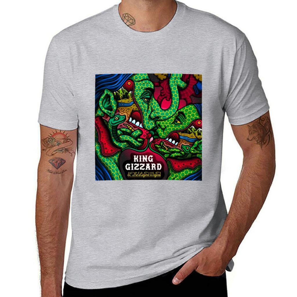 King Gizzard and the Lizard Wizard Artwork Drawing Tshirt Sports Fans Kawaii Clothes Plain Black T Shirts Men