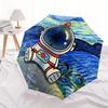 1 pièce Parapluie Pliant Automatique Astronaute Galaxie - Léger, Design Rétractable avec Durabilité à 8 baleines, Parfait pour les Aventures en Plein Air, Fas