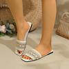 Fashion Ladies Shoes 2025 Open Toe Women's Slippers Plus Size Casual Slippers Women Mixed Colors Square Toe String Bead Flat with Sandal