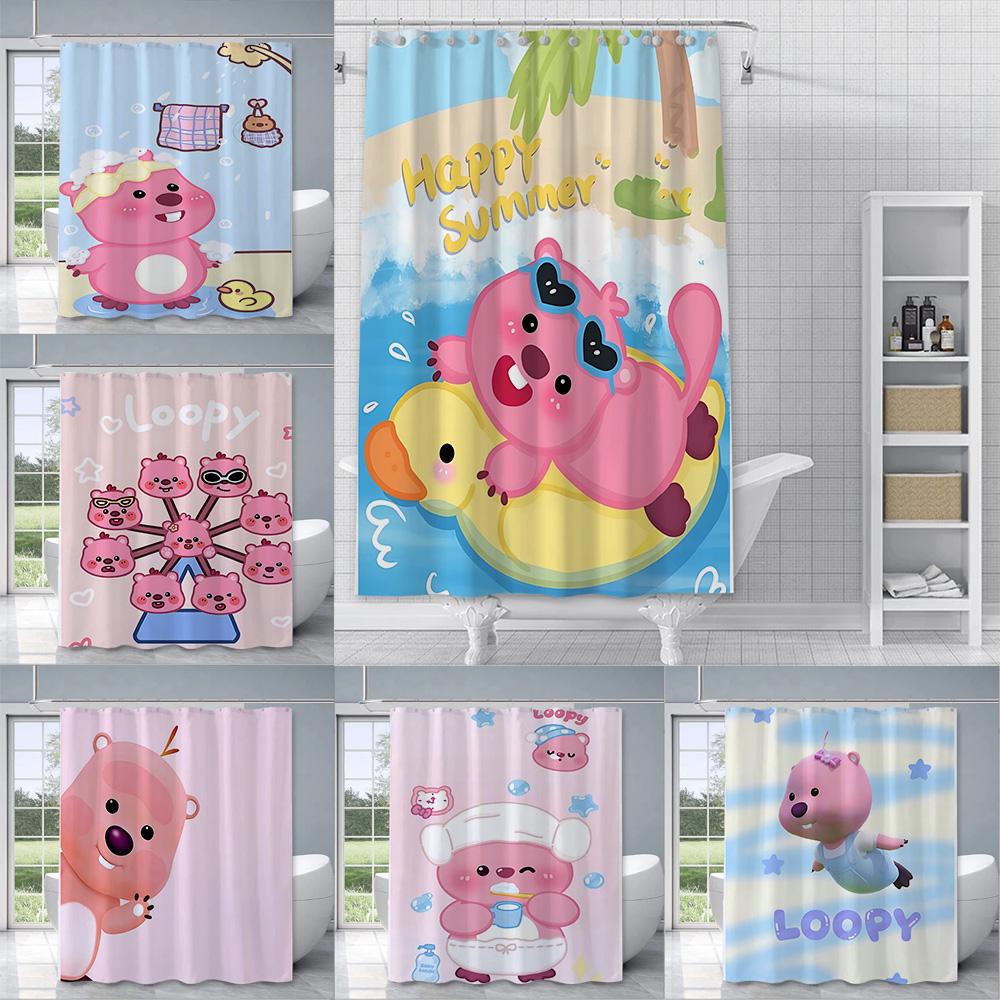 Shower Cute anime Loopys Curtain Waterproof Polyester Fabric Paint Colorful Bath Curtains Home Bathroom Decor Curtain With Hook