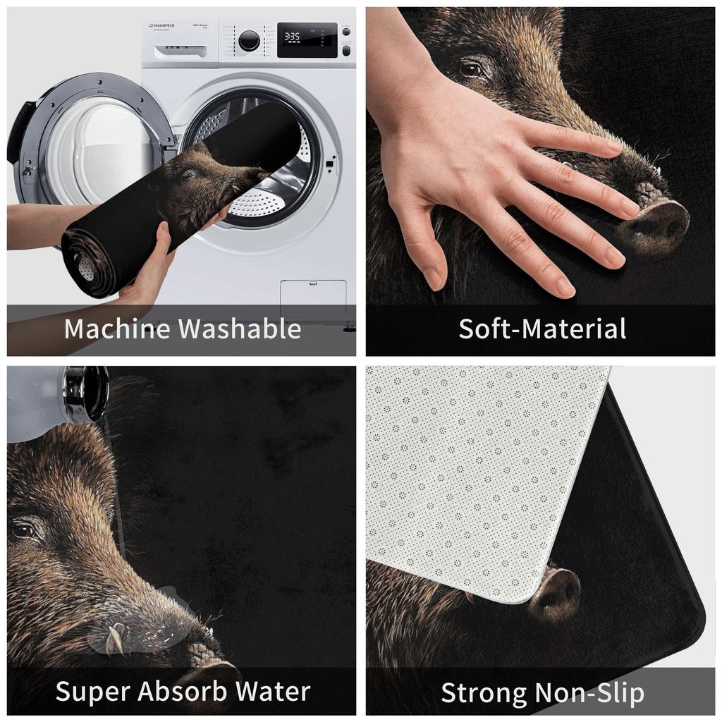 Wild Boar Doormat Anti-Slip Entrance Bath Kitchen Door Floor Mat Toilet Rug Carpet Footpad
