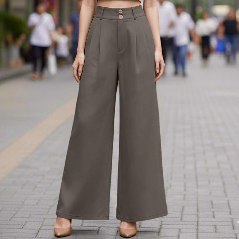 ZANZEA Women Casual Solid Color Loose Wide Leg Pants
