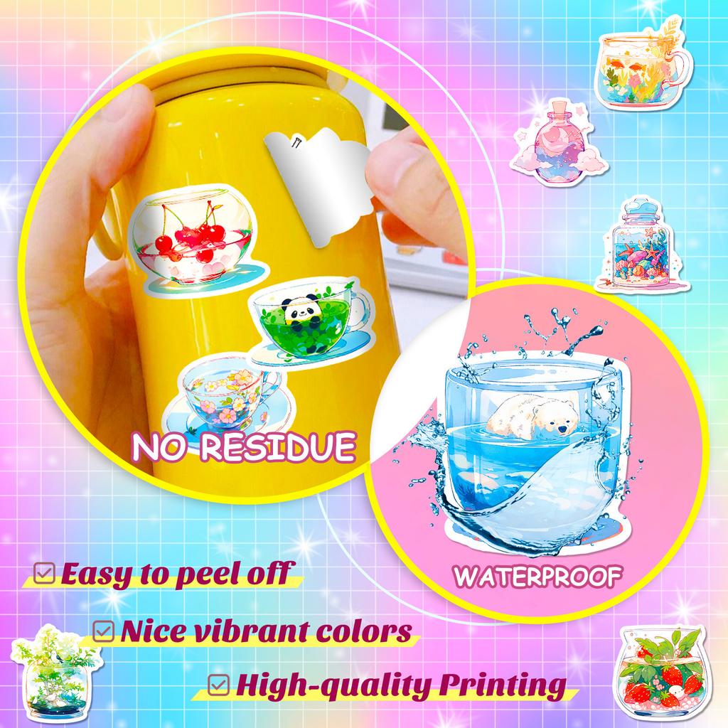 50 Colorful Utensils Graffiti Stickers World Stickers In Glass Cups Personalized Suitcase DIY Waterproof