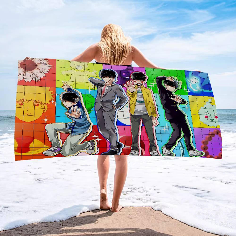 Anime Mob P-Psycho 100 Anime Beach Swimming Towel Soft Absorbent Washcloth Children's Gifts for Kids Travel Camping Gym