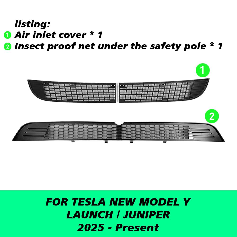 Filet anti-insectes détachable divisé pour Tesla Nouveau Modèle Y Juniper Lancement 2025+ Couvercle d'admission d'air modifié pour la climatisation