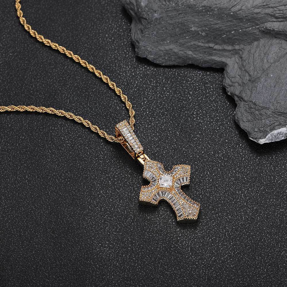 Hip Hop Cross Pendant Zircon Necklace Accessories Popular Personalized Jewelry Men's Pendant
