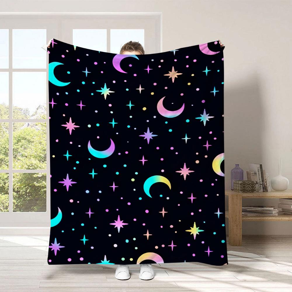 Tiny Rainbow Glitter Star Throw Blanket For All Indoor Space Birthday Anniversary Star Blessing Party Gift