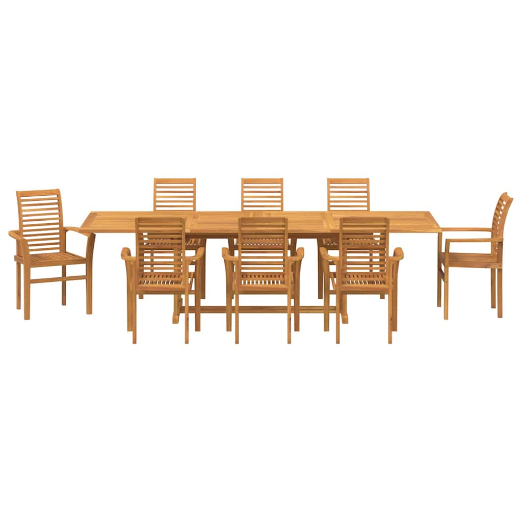Garden Dining Set 9 pcs Brown Solid Wood Teak
