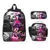 3Pcs Hazbins Hotels Backpack Set for Girls Boys Pen Bags Bookbag Sets with Lunch Box For School Students Knapsack