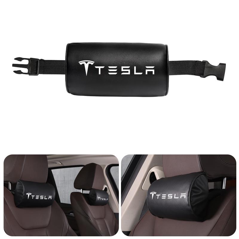 1Pcs Car Seat Headrest Auto Logo Neck Pillow For Tesla Model 3 Model Y Model S X Cybertruck Juguete Roadster Coil Bonina SpaceX