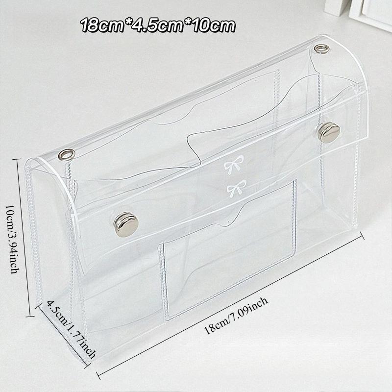 Multi-pocket PVC Transparent Pencil Case Portable Cosmetic Makeup Bag Travel Organizer for Student School Office Storage
