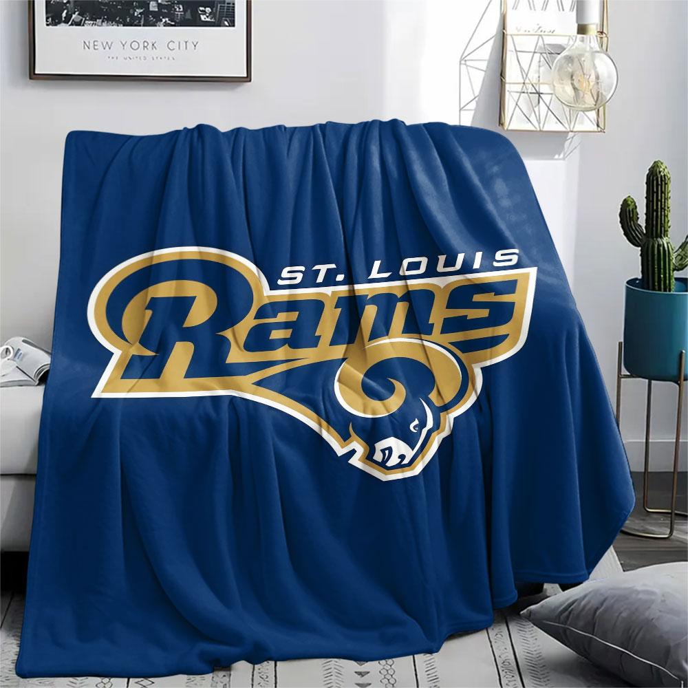 LA Rams Printed Flannel Blanket, Soft Throw for Bedroom Sofa, Washable, Fan Merchandise, Great Gift.
