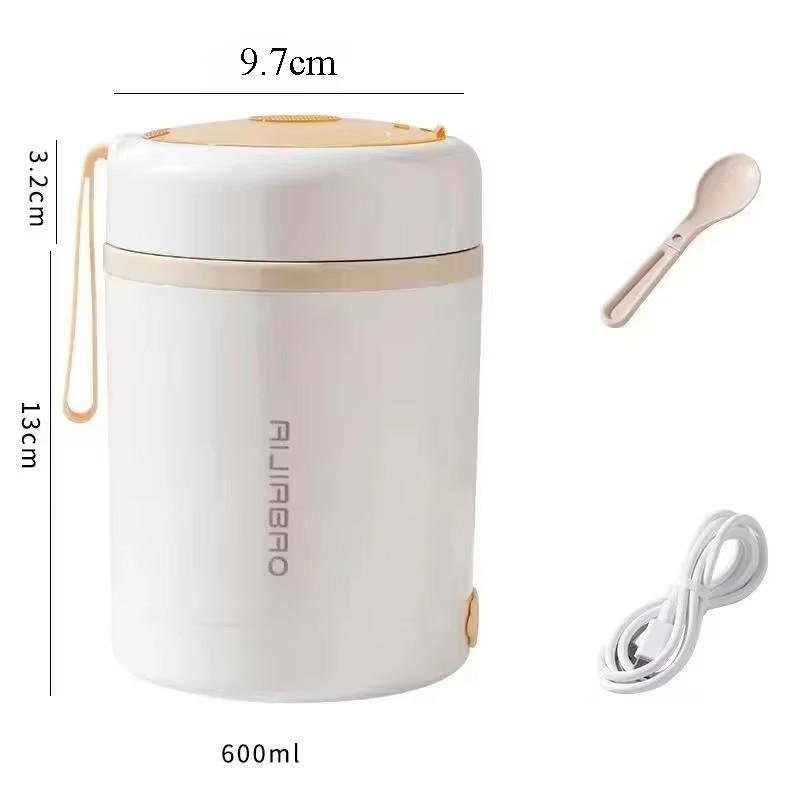 600ML Elektryczny Podgrzewacz do Lunchu USB Przenośny Piknikowy Podgrzewacz do Mleka Napojów Jedzenia Pojemnik ze Stali Nierdzewnej Podgrzewacz do Żywności 5V 12V 24V