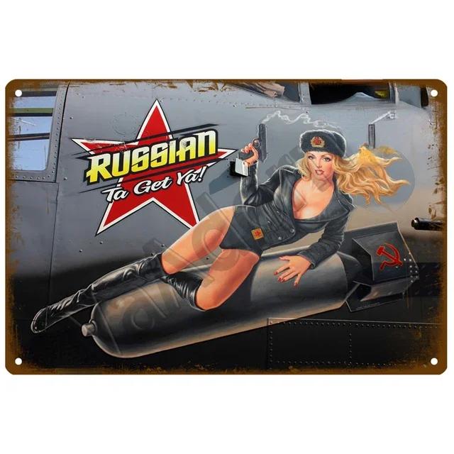 Vintage PinUp Girls Metal Tin Sign  Sexy Lady Poster for Car Airplane Bar Pub Home Wall Decor  Funny Retro Art Painting Craft