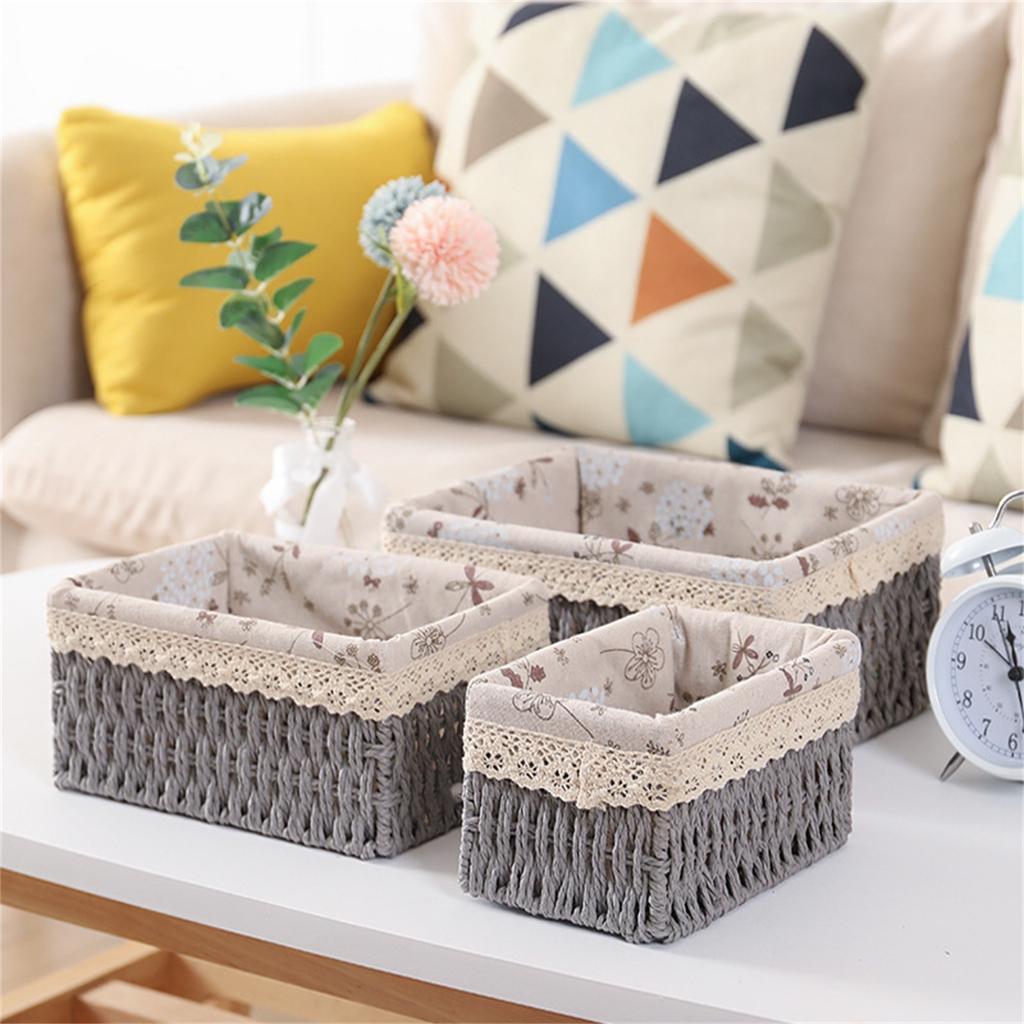 Storage /Wicker Basket Set For Kitchen, Bathroom, Bedroom, 3 . / Basket In