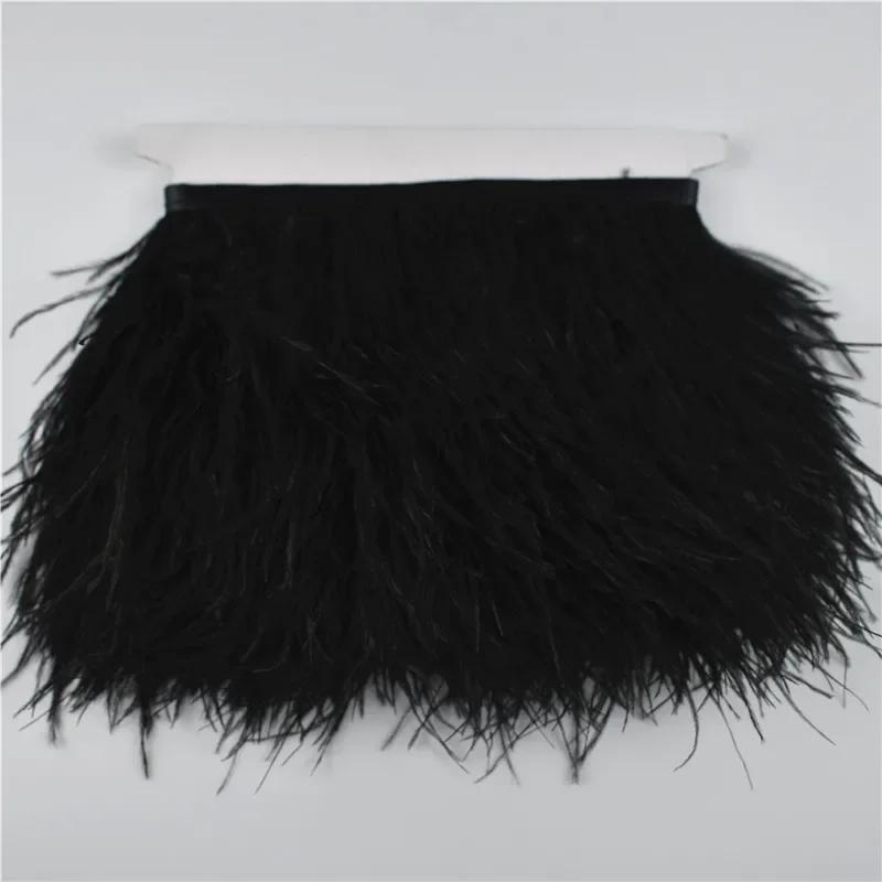 1M 5M 10Meter 8-10Cm Black Ostrich Feather  Trims Natural White Ostrich Feather For Craft Ribbon Fringe For Skirt Party Clothing