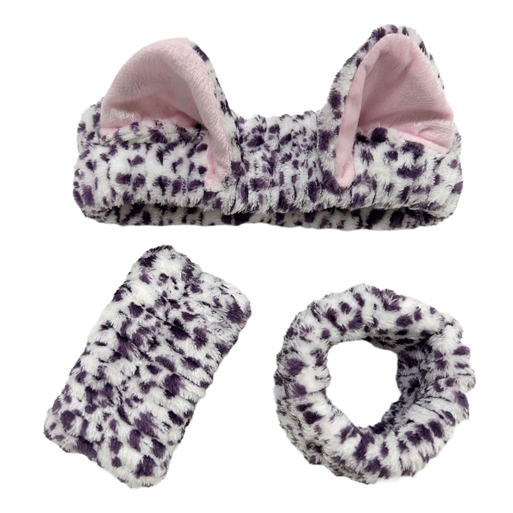 Stylish Cat Ear Hairband with Wrist Wash Band for Female Face Washing Use Skincare Makeup Accessories for Everyday Use