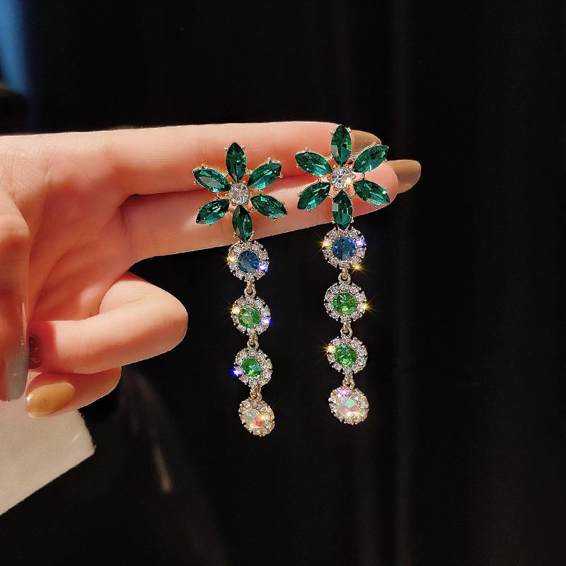 Hanging Earrings Retro Long Tassel Earrings feminine temperament  Coconut Rhinestone S925 Silver Needle 2023  Fashion Jewelry