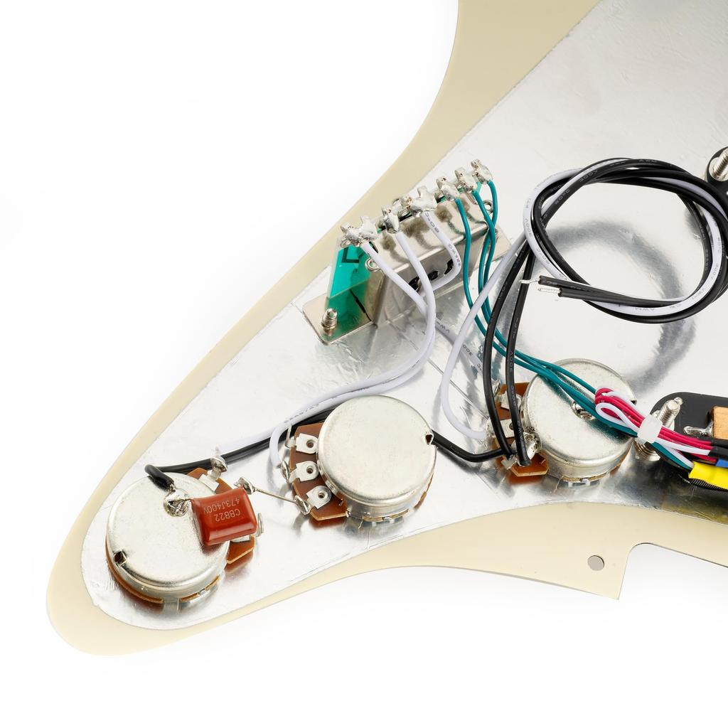 Musiclily Pro-SE ST-DPHC SSS Pre-Wired Stratocaster Pickguard Aged White Pearl Ceramic Single Coil Humbucker