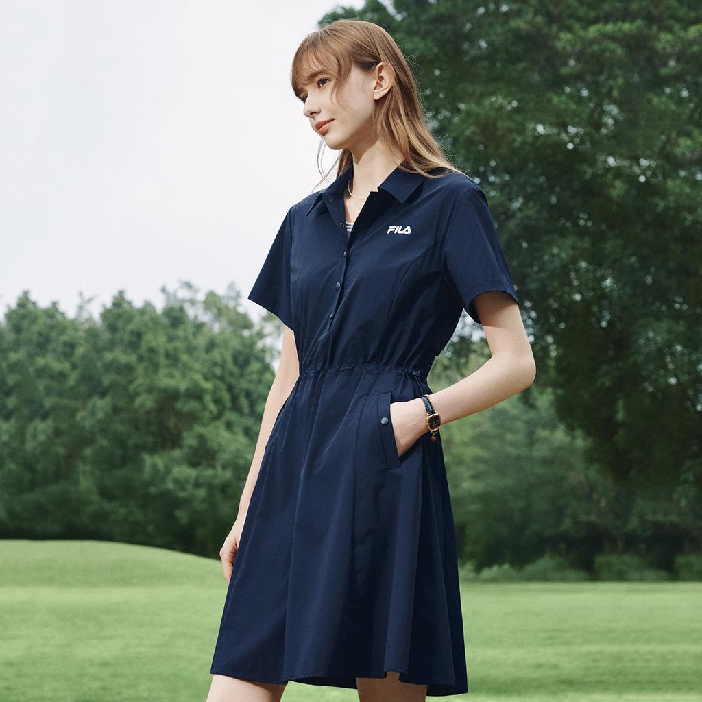 FILA Heritage Utility Skirt Simple Classic Retro Casual Fashion Versatile Comfortable Woven Short Sleeve Dress Women dresses F51W628301FNV