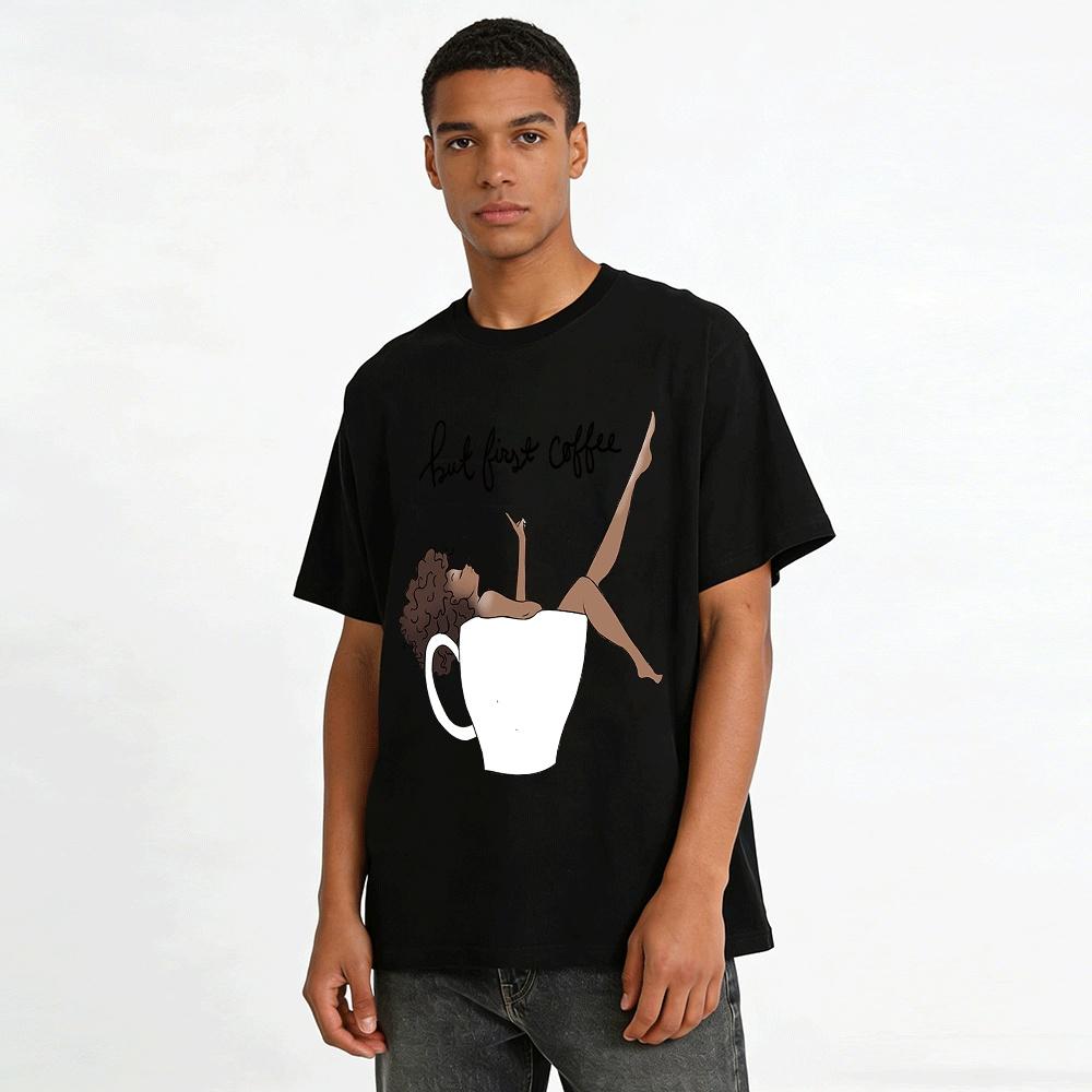 But First Coffee Graphic Relaxed Fit Top For Women Pure cotton T-shirt