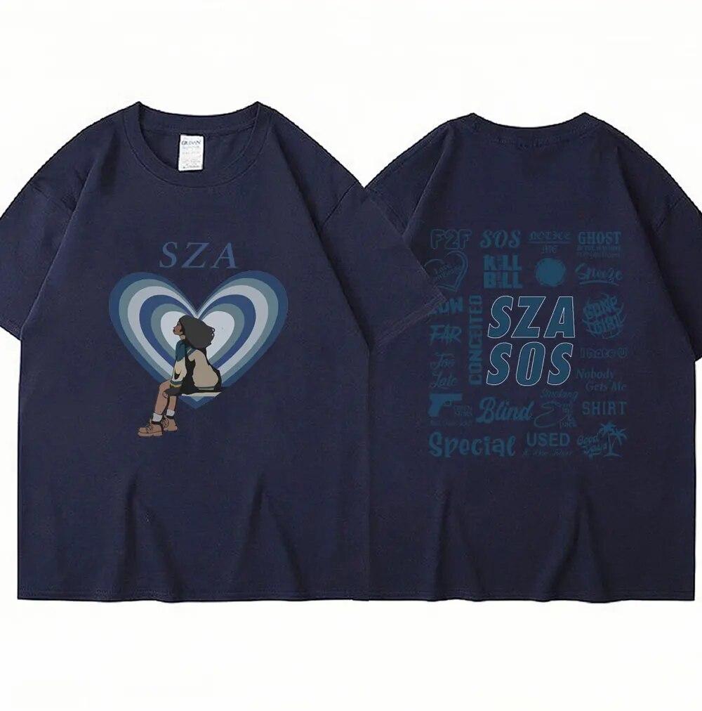 SZA New Music Album SOS Tshirt Unisex Women Oversized Fashion T Shirts Hip Hop Harajuku Casual Cotton Summer T-Shirt Streetwear Y2K