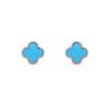 Four-Leaf Clover S925 Silver 9mm Stud Earrings with Red Agate, Black Agate, Turquoise, Butterfly, White Shell, Gray Shell, and Pink Shell for Women.