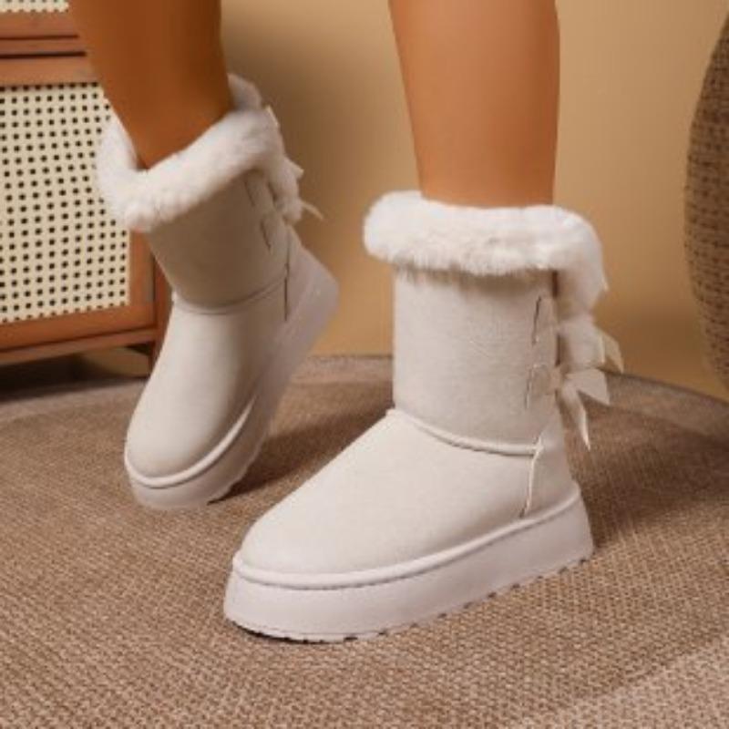 Women's Winter Thickened Padded Waterproof Fur One Comfortable Warm Anti-cold Lightweight Hiking Waterproof Anti-slip Thick Sole Cushioning Snow Boots