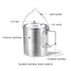 TOMSHOO 750 ml Edelstahl-Topf, tragbarer Wasserbecher, Tasse mit Deckel und faltbarem Griff, Outdoor, Camping, Kochen, Picknick
