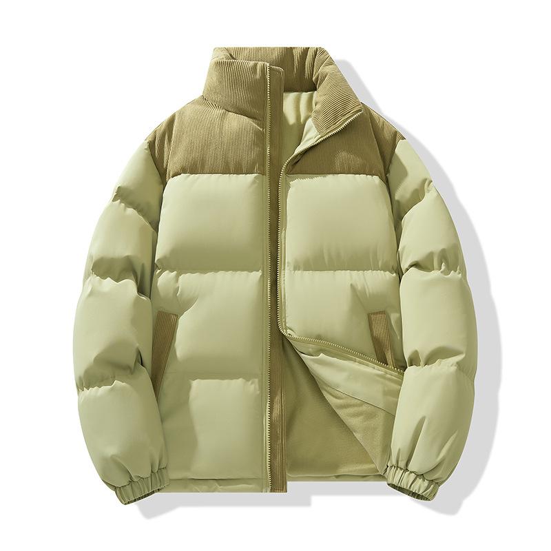 Winter Thickened Fleece Jacket Color Matching Puffer Jacket Stand Collar Short Couple Casual