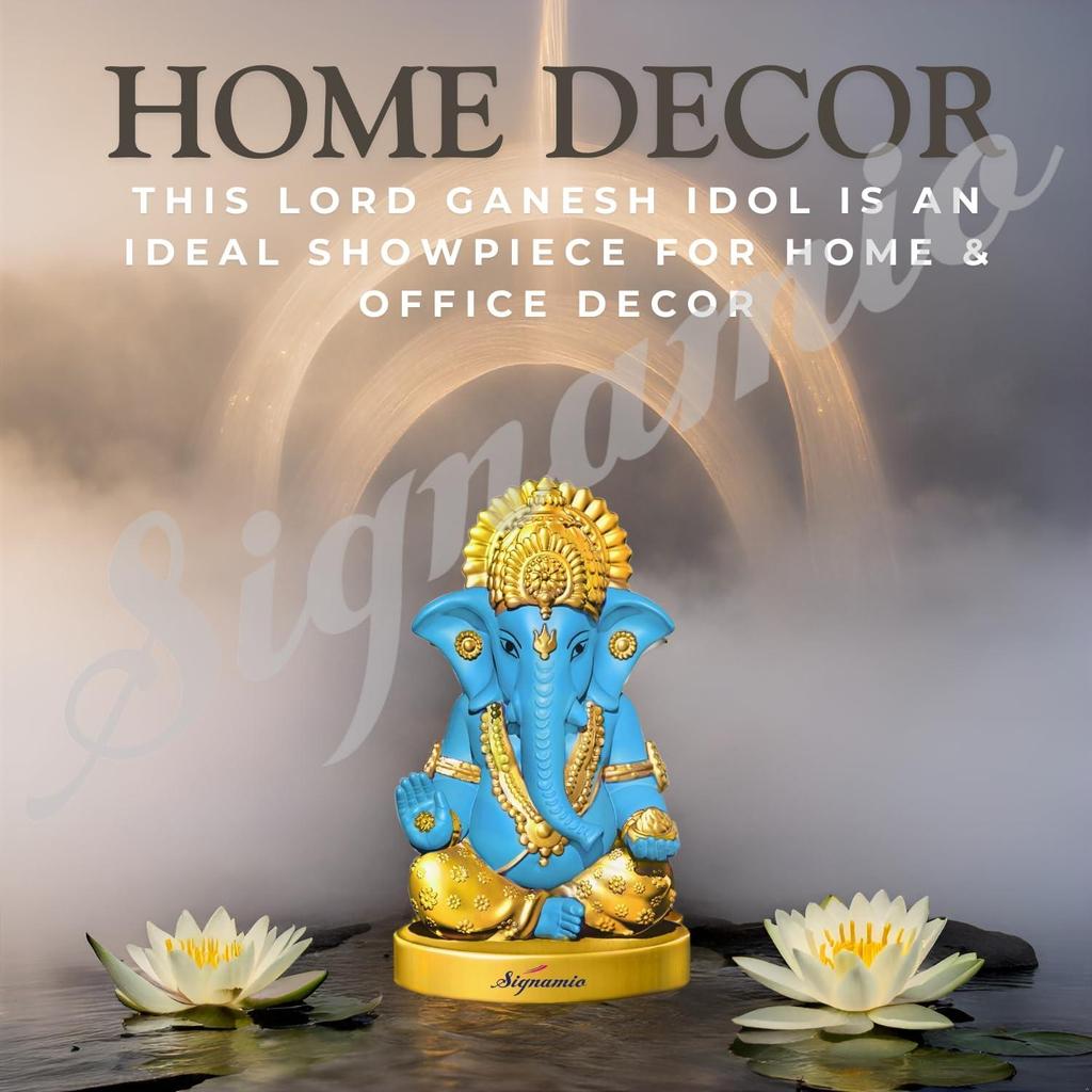 Handcrafted Blue Ganesha Idol for Car Dashboard Item: Ganesh Ji, Ganpati Bappa Murti for Home Decor - Exquisite Car God Idols