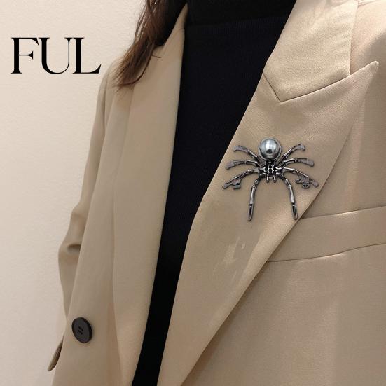 Halloween Spider Brooch 1/2Pcs 3D for Halloween, Horror Alloy Jackets Statement Pin Lapel Pin, Clothes Backpacks Costume Accessories Clothing