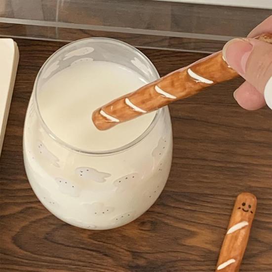 Baguette Coffee Stirrer Ceramic Mixing Stick Cute French Bread Design Heat-Resistant Coffee Spoon for Tea Beverage Stirring Kitchen Decor